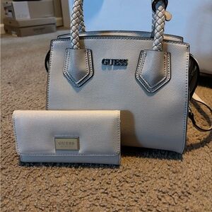 GUESS Elegant Cream Satchel and Wallet Set